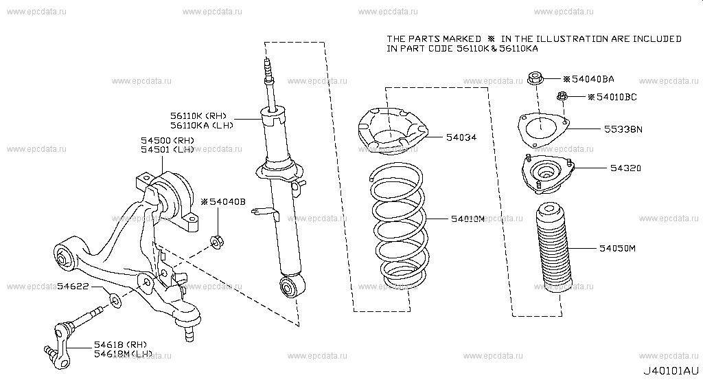 401 - FRONT SUSPENSION for Infiniti M Y51 Nissan Infiniti M